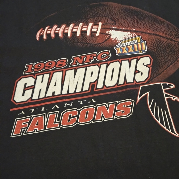 Rare Vintage 1998 Atlanta Falcons NFC Champions T-Shirt Oneita Power-T Size L - Picture 3 of 6